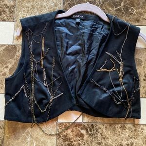 Bebe Black Suede Chain Vest